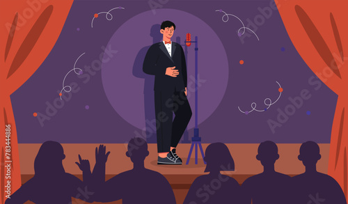 Singer at scene vector
