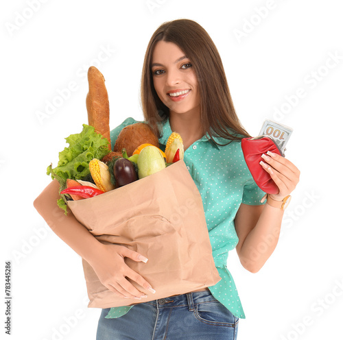 Young woman holding paper b...