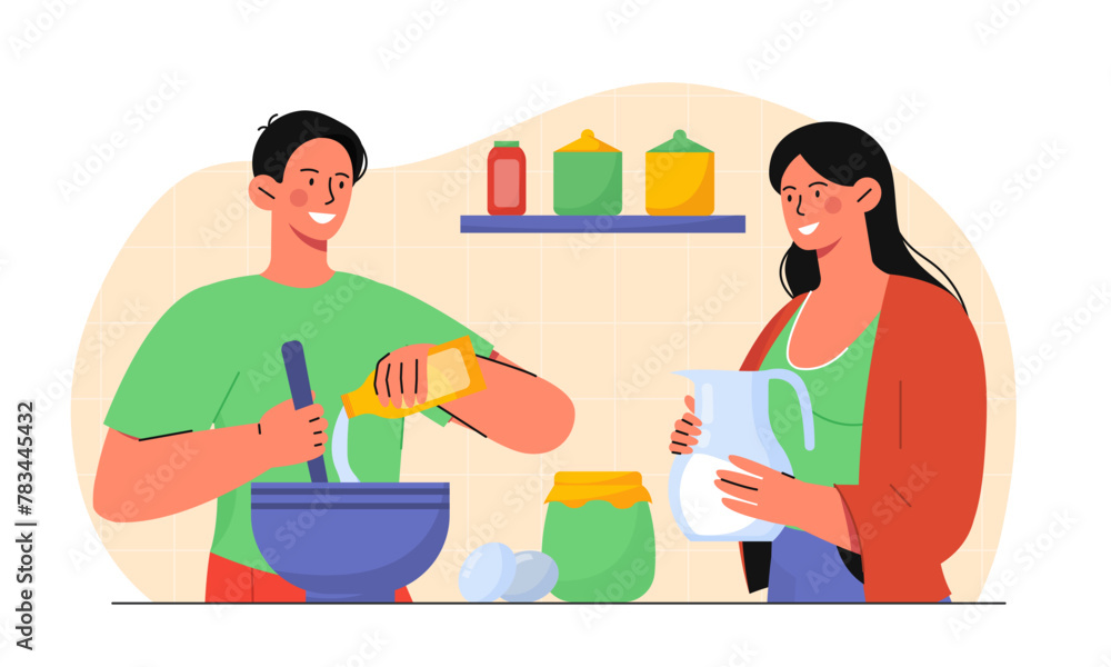 Couple cooking at kitchen vector Couple cooking at kitchen vector