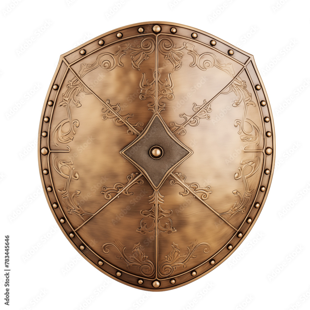Naklejka premium Bronze shield isolated on transparent background