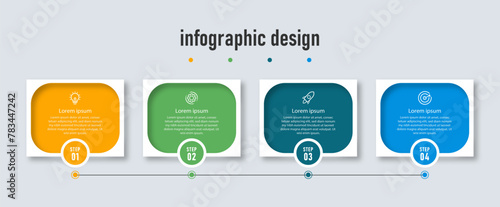 Business infographics design template. timeline with 4 steps, options. can be used for workflow diagram, info chart, web design. vector illustration.