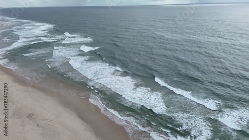 Aerial View of a beach at the Gold Coast in Australia in Summer 