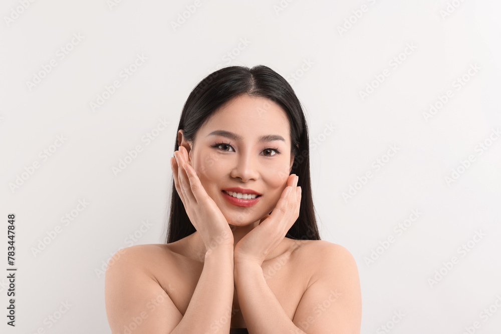 Portrait of beautiful woman on white background Portrait of beautiful woman on white background