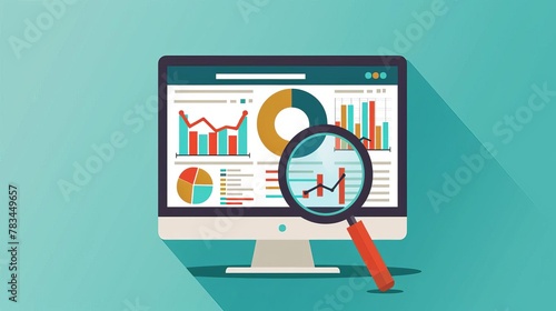 analyzing seo for website ranking and traffic optimization concept illustration