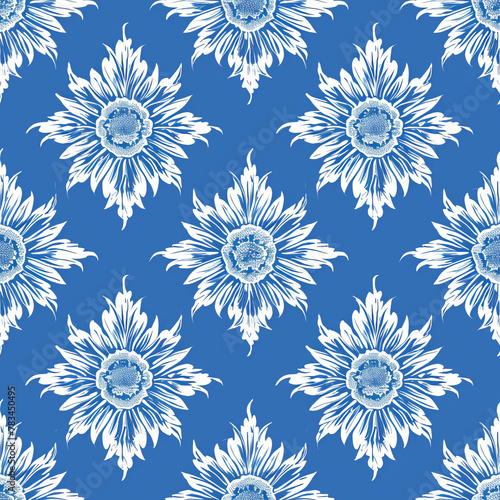 Seamless Azure Craquelure Blue Tile Texture for Versatile Design