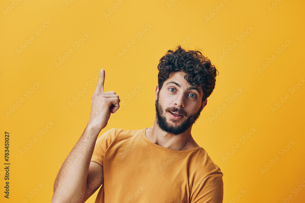 Man guy looking happy white young background person expression portrait adult handsome studio face - obrazy, fototapety, plakaty 