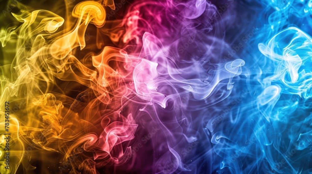 Multicolored vivid smoke. AI generative.
