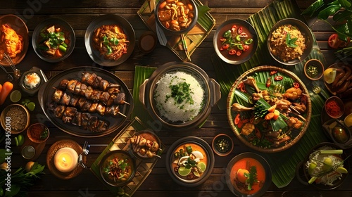 Festive Thai Dining: A Warm and Inviting Communal Meal Celebrating Cultural Tradition