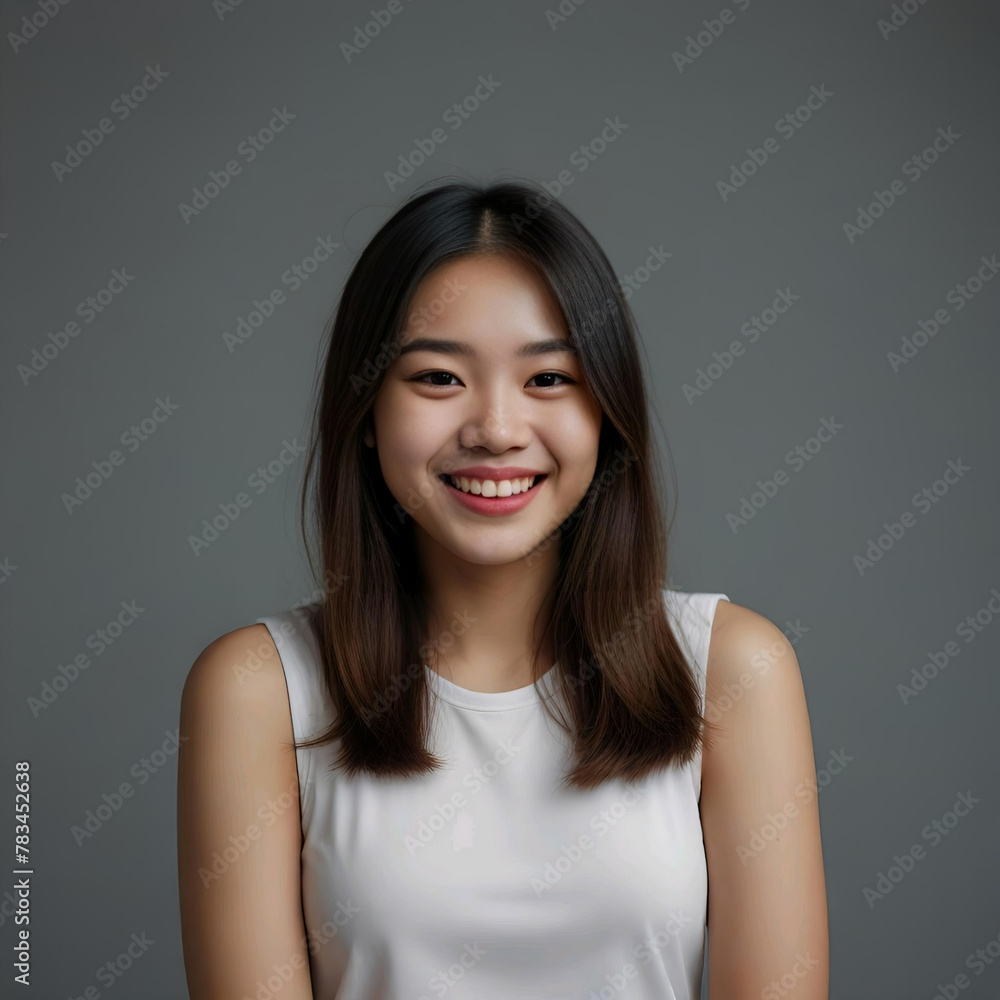 Retrato de estudio mujer joven asiática sonriendo Retrato de estudio mujer joven asiática sonriendo