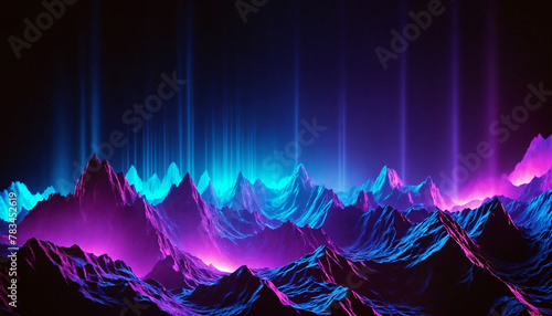 Abstract Glowing, Purple Blue Pink Hue Gradient Mountain Peaks Background