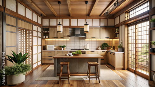 Japandi style kitchen featuring a combination of Japanese & Scandinavian styling
