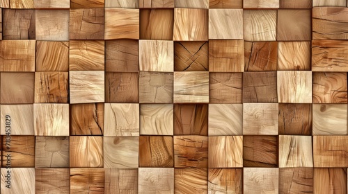 Abstract square wood block seamless tile perfect for background. © Anayat