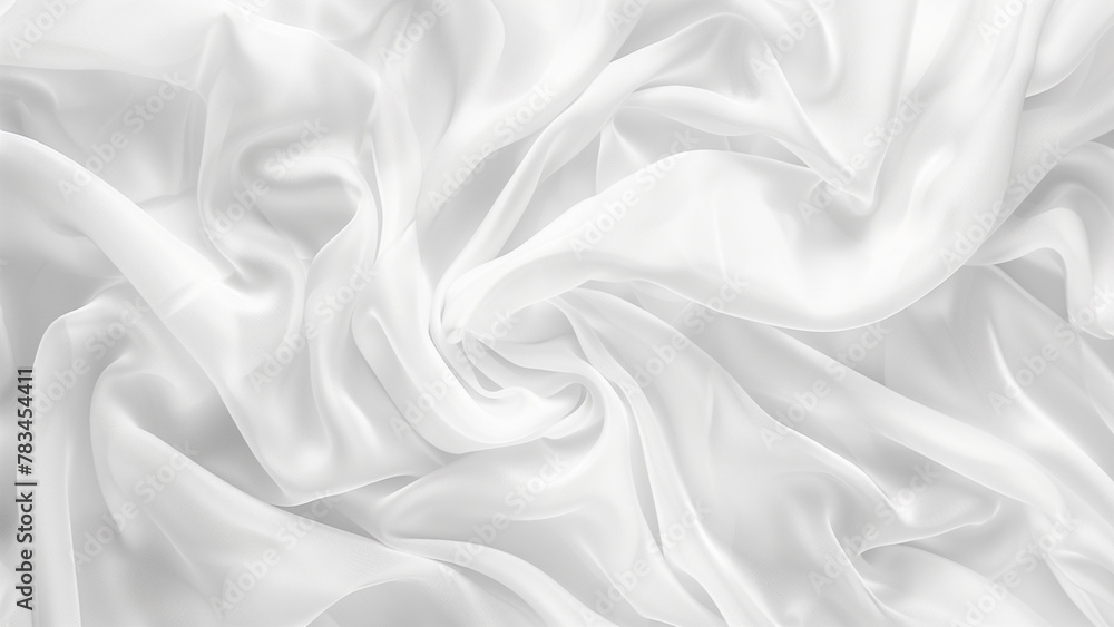 Obraz premium Closeup of rippled white silk fabric lines. 3d render illustration