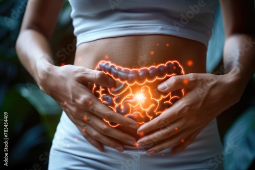 Visual demonstration of digestive tract, intestine, stomach, small colon, duodenum: illustrating issues like disease, pain, and nutrition, emphasizing the importance of gastrointestinal health. © Ruslan Batiuk