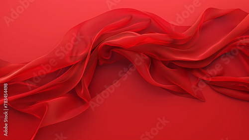 Abstract background of red wavy silk or satin. 3d rendering image.