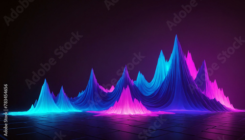 Abstract Glowing, Purple Blue Pink Hue Gradient Mountain Peaks Background © CreativeStock