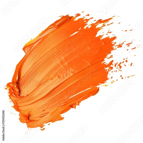 Vibrant, textured stroke of orange paint, showcasing the rich color and tactile quality of the paint.