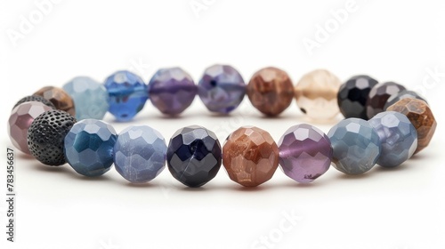 Blank mockup of a beaded stretch bracelet with a mix of faceted gemstones and accent beads. .