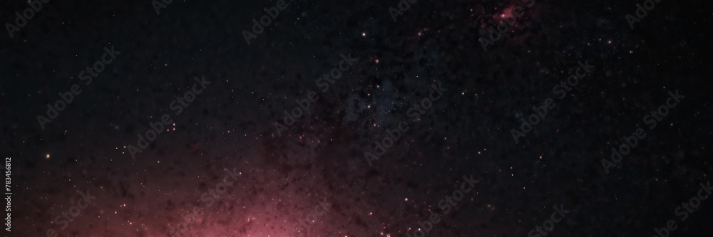 pink stars on black empty space universe void panoramic wide angle view from Generative AI