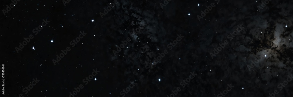 white stars on black empty space universe void panoramic wide angle view from Generative AI