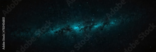 teal stars on black empty space universe void panoramic wide angle view from Generative AI