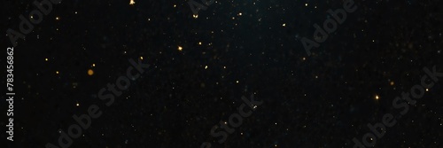 yellow stars on black empty space universe void panoramic wide angle view from Generative AI photo