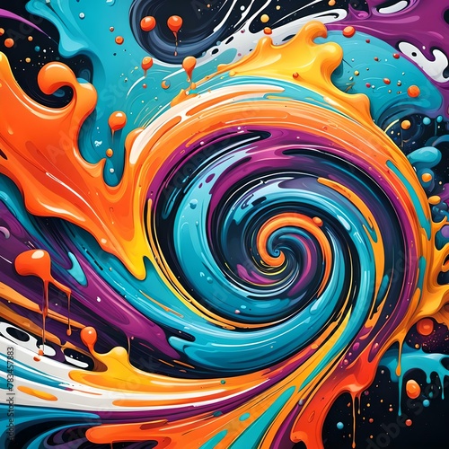 Dynamic splasing color Swirl Abstract Background Pattern"
