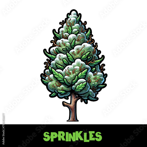 Vector Illustrated Sprinkles Cannabis Bud Strain Cartoon