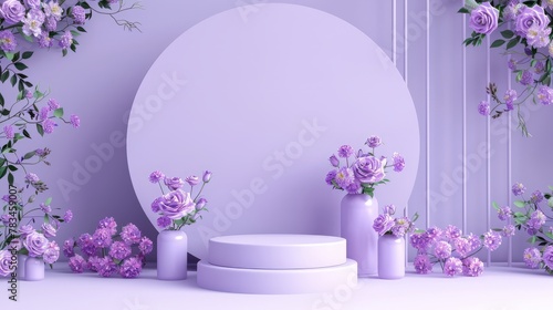 Podium background flower rose product purple 3d spring table beauty stand display nature white. Garden rose floral summer background podium cosmetic valentine field scene gift purple day romantic