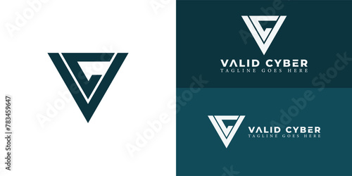 Abstract initial triangle letter VC or CV logo in blue color isolated on multiple background colors. The logo is suitable for system technology and cybersecurity company logo icons to design inspirati