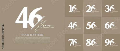 Set of Anniversary Logotype white color with calligraphy can be use for special day celebration