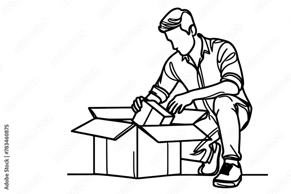 Man opening a box Man opening a box
