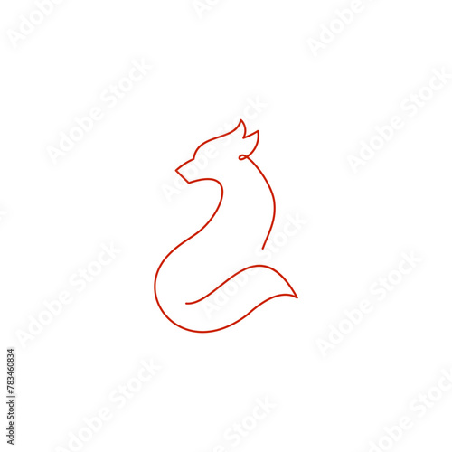 Fox Line Art. Simple Minimalist Logo Design Inspiration. Vector Illustration.