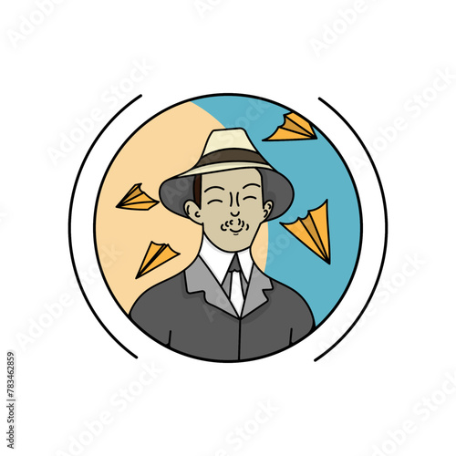 Santos Drumond Illustrated literary figures, poetic imagery, abstract art, colorful illustrations, modern design, Brazilian literature, visual storytelling, expressive characters, character sketches