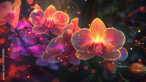 Bright and bold orchid fireworks lighting up the sky with their stunning array of colors and dazzling display.