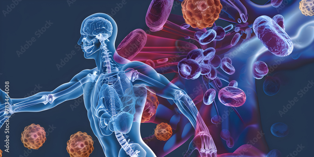 Invisible Invasion: Human Anatomy Under Viral Attack Stock Illustration ...