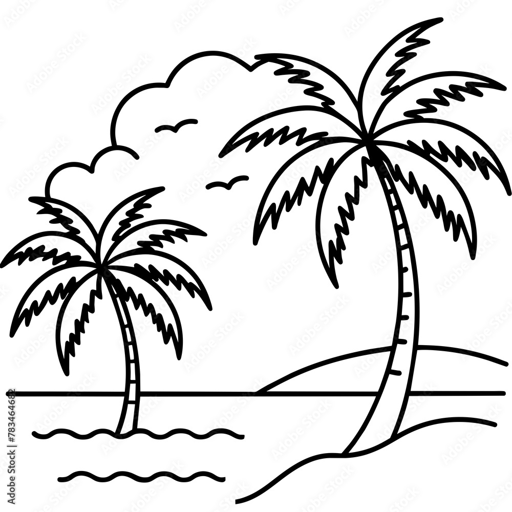 Beautiful seaside view with some coconut palm.
Beautiful seaside view with some coconut palm.