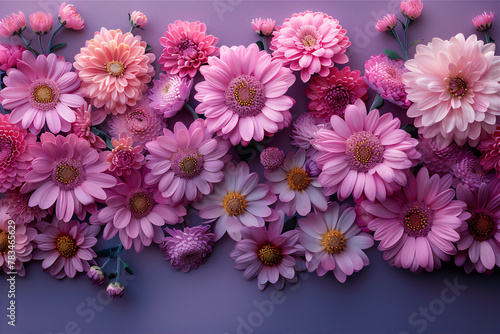 floral pattern of pink blossom chrysanthemum flowers