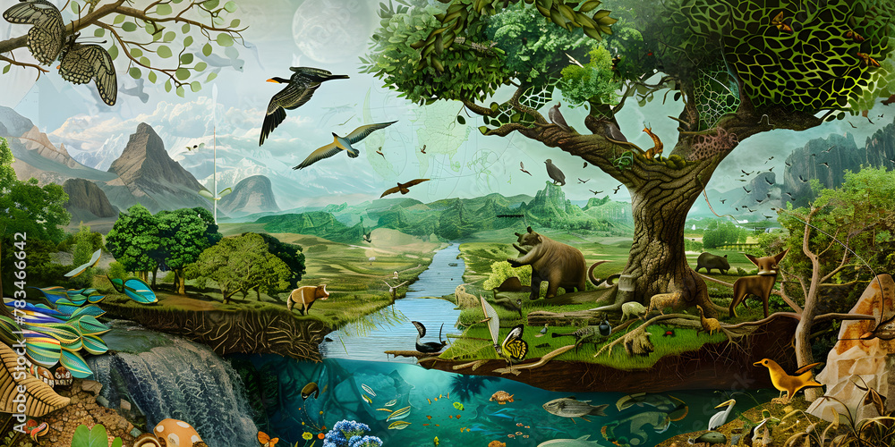 Naklejka premium Exploring Green Zoology: Zoo Animals and Ecosystem Diversity