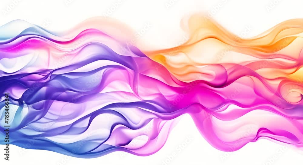 Layers of transparent, colorful waves overlapping against a stark white background Layers of transparent, colorful waves overlapping against a stark white background