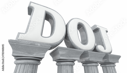 DOJ Department of Justice Government Legal Law Division Marble Columns 3d Illustration photo