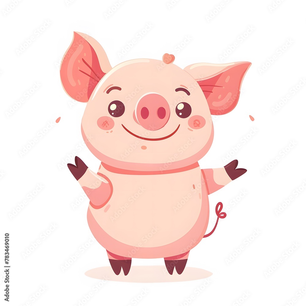 Cute and Happy pig Character in Simple Cartoon Style
Cute and Happy pig Character in Simple Cartoon Style