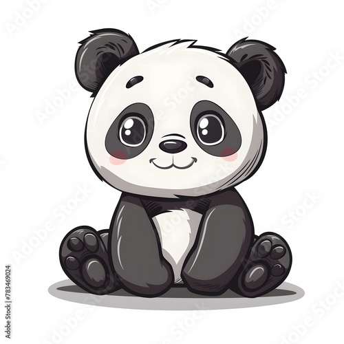 Cute and Happy panda Character in Simple Cartoon Style