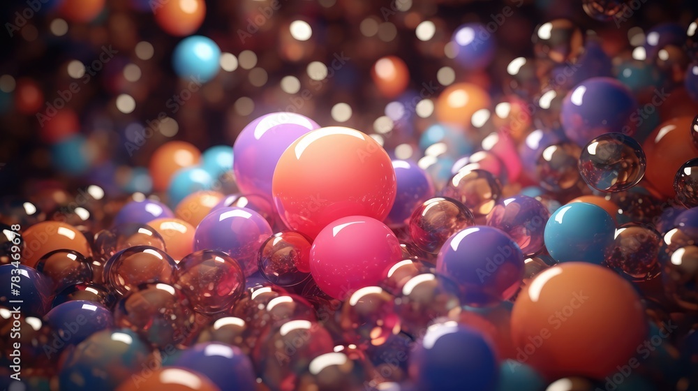 Abstract background with colorful balls and nice lighting. 3d rendering Abstract background with colorful balls and nice lighting. 3d rendering