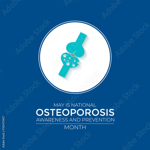 National Osteoporosis awareness and prevention month observed each year in May Banner, card, poster with text inscription. Vector illustration