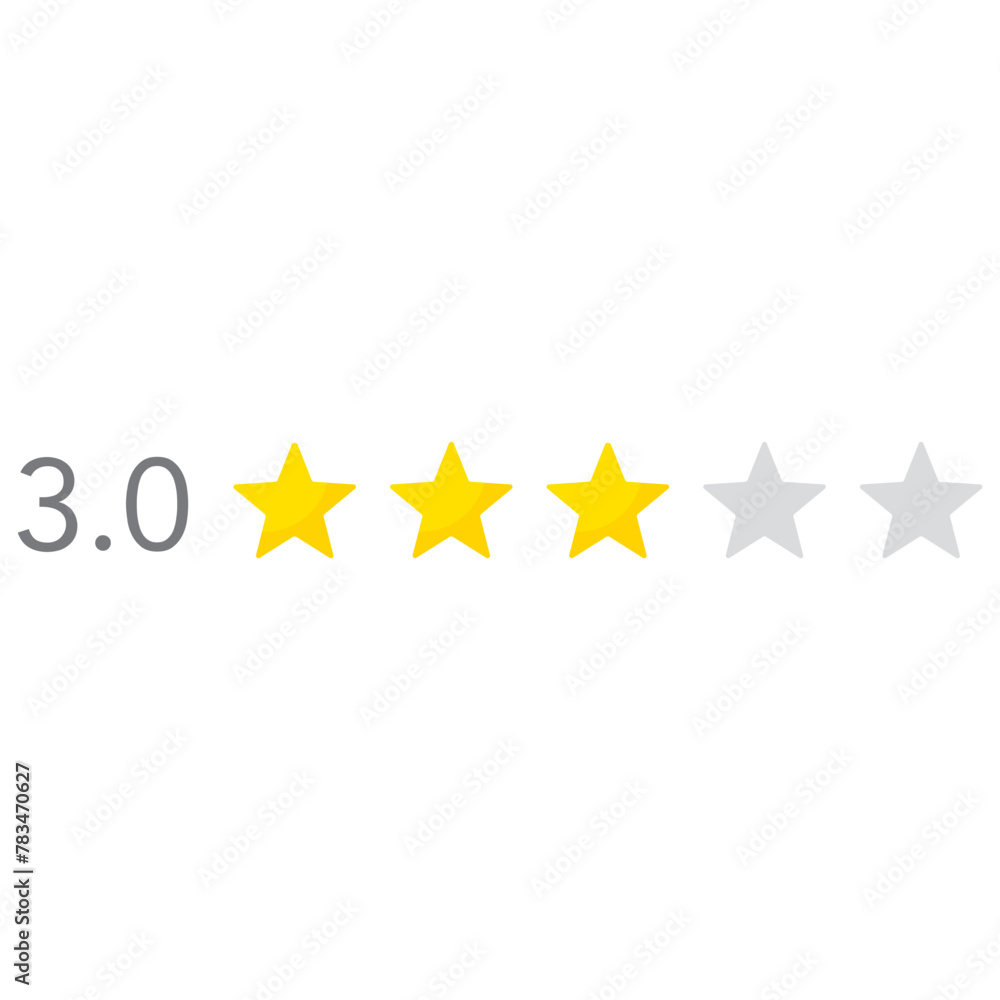 3 stars rating icon, simple graphic classify average quality review flat design interface illustration elements for app ui ux web banner button vector isolated on white background 3 stars rating icon, simple graphic classify average quality review flat design interface illustration elements for app ui ux web banner button vector isolated on white background