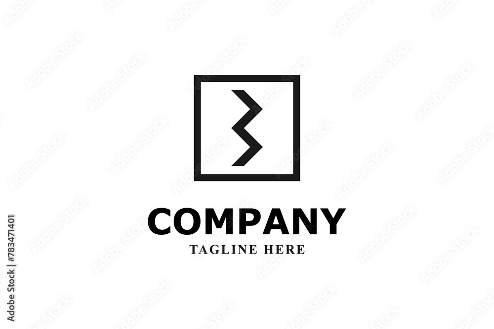 letter b and arrow inside black frame of logo