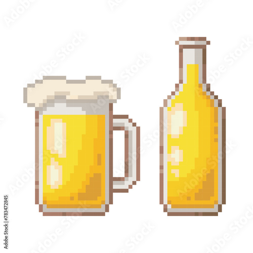 Cool beer, pixel art drink