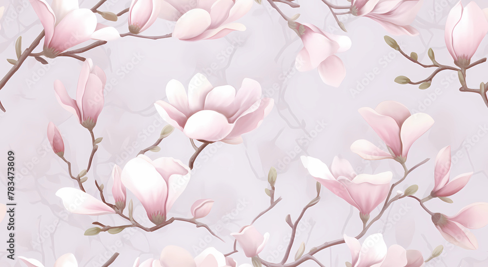 pattern of pink magnolia blossoms