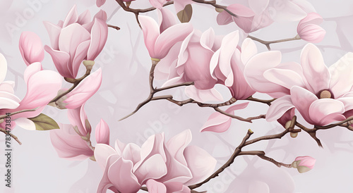 pattern of pink magnolia blossoms